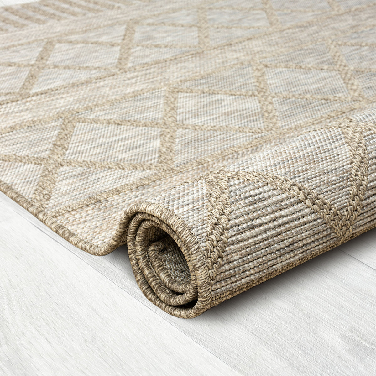 Oslo Contemporary Diamond Brown Indoor Outdoor Area Rug - detail view