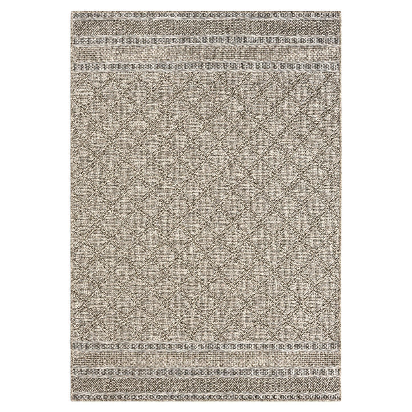 Oslo-82119 Transitional Power-Loomed Tan/Brown Self-Backed Indoor/Outdoor Area Rug - LR Home