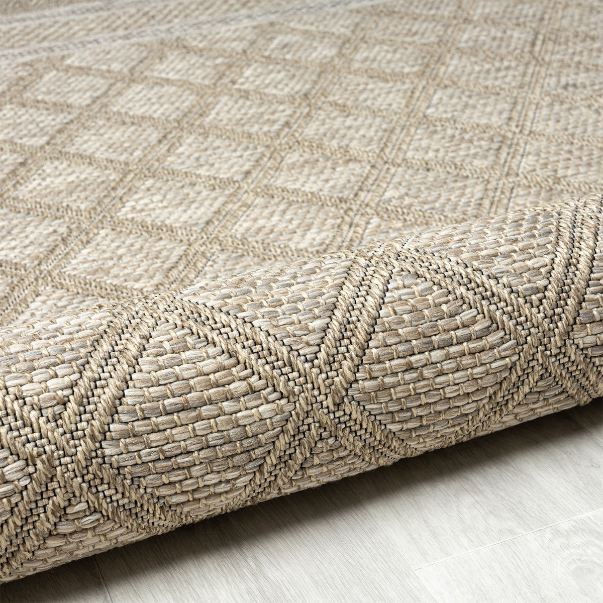 Oslo Contemporary Geometric Brown Indoor Outdoor Area Rug - close-up detail