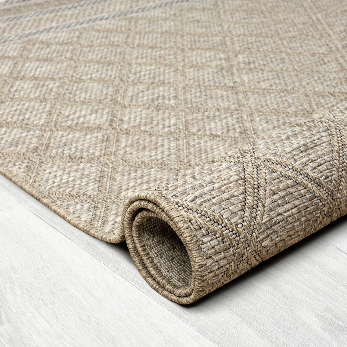 Oslo Contemporary Geometric Brown Indoor Outdoor Area Rug - detail view