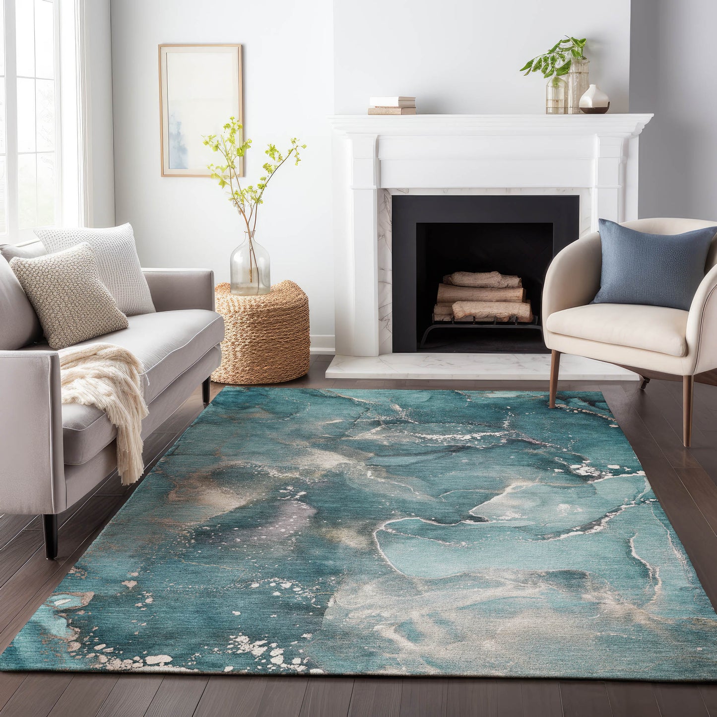 Machine Made Odyssey OY11 Teal - Dalyn Rugs