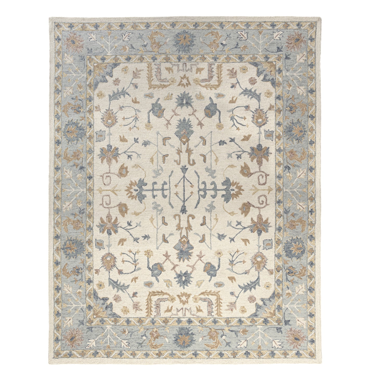 Pallor-82775 Farmhouse Hand-Tufted Ivory/Blue Cotton Indoor Area Rug - LR Home