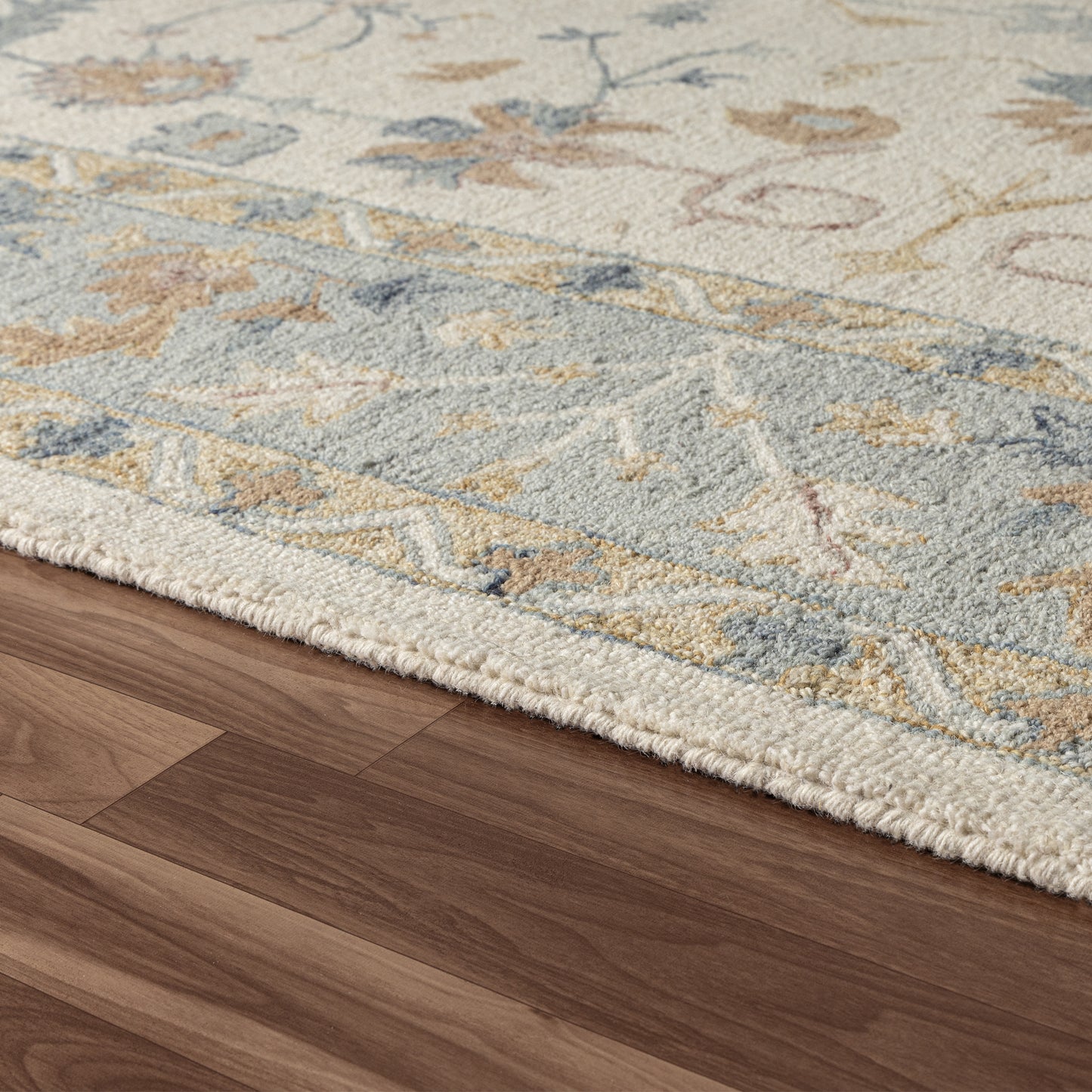 Pallor-82775 Farmhouse Hand-Tufted Ivory/Blue Cotton Indoor Area Rug - LR Home