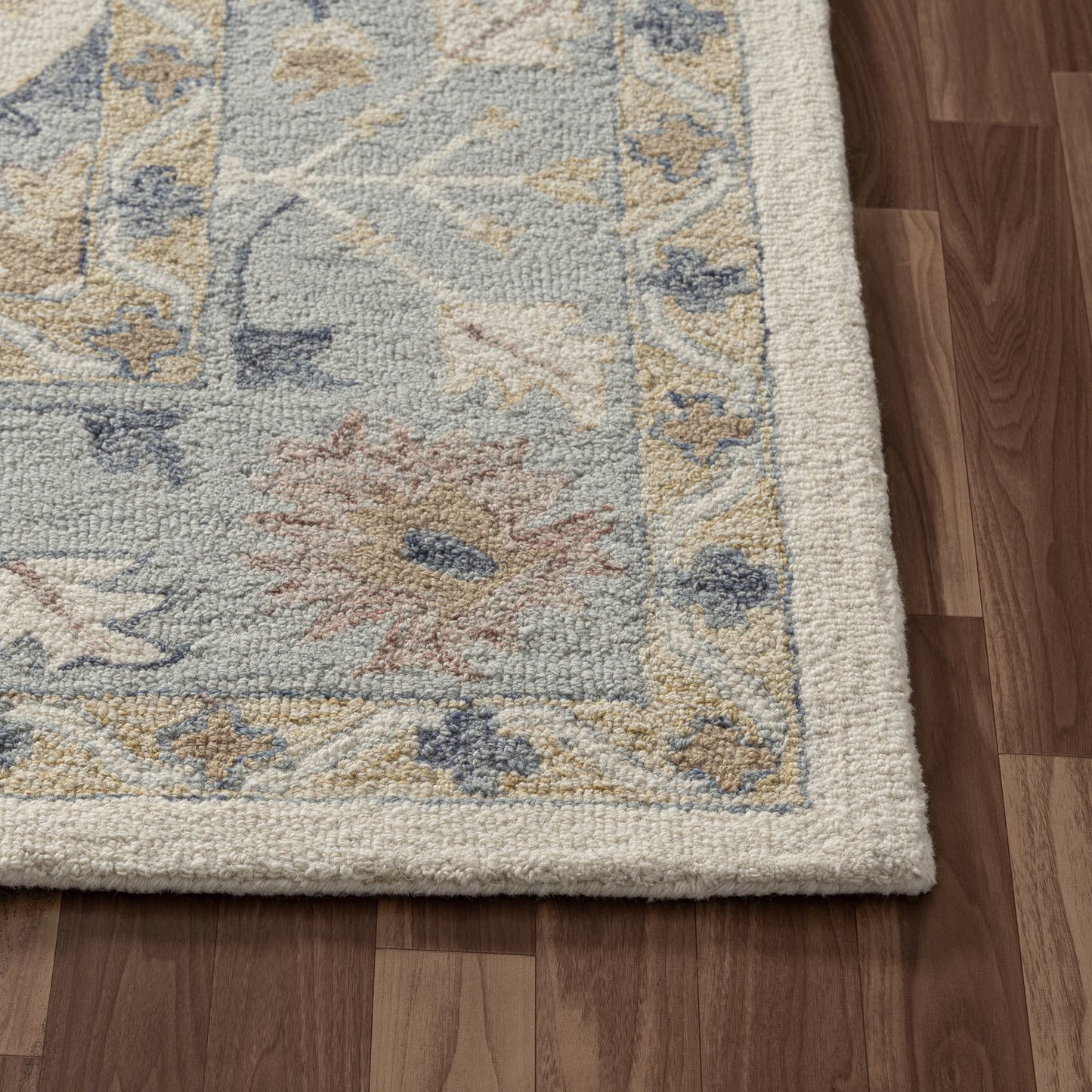 Pallor-82775 Farmhouse Hand-Tufted Ivory/Blue Cotton Indoor Area Rug - LR Home