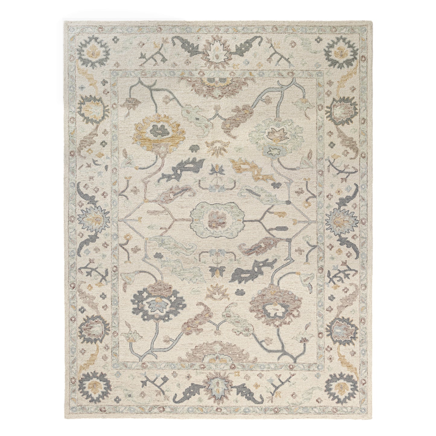 Pallor-82778 Farmhouse Hand-Tufted Cream/Gray Cotton Indoor Area Rug - LR Home