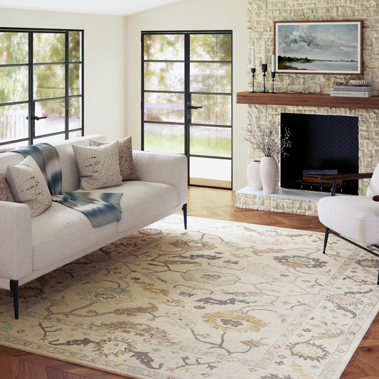 Pallor-82778 Farmhouse Hand-Tufted Cream/Gray Cotton Indoor Area Rug - LR Home