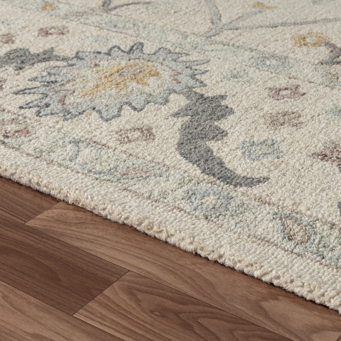 Pallor-82778 Farmhouse Hand-Tufted Cream/Gray Cotton Indoor Area Rug - LR Home