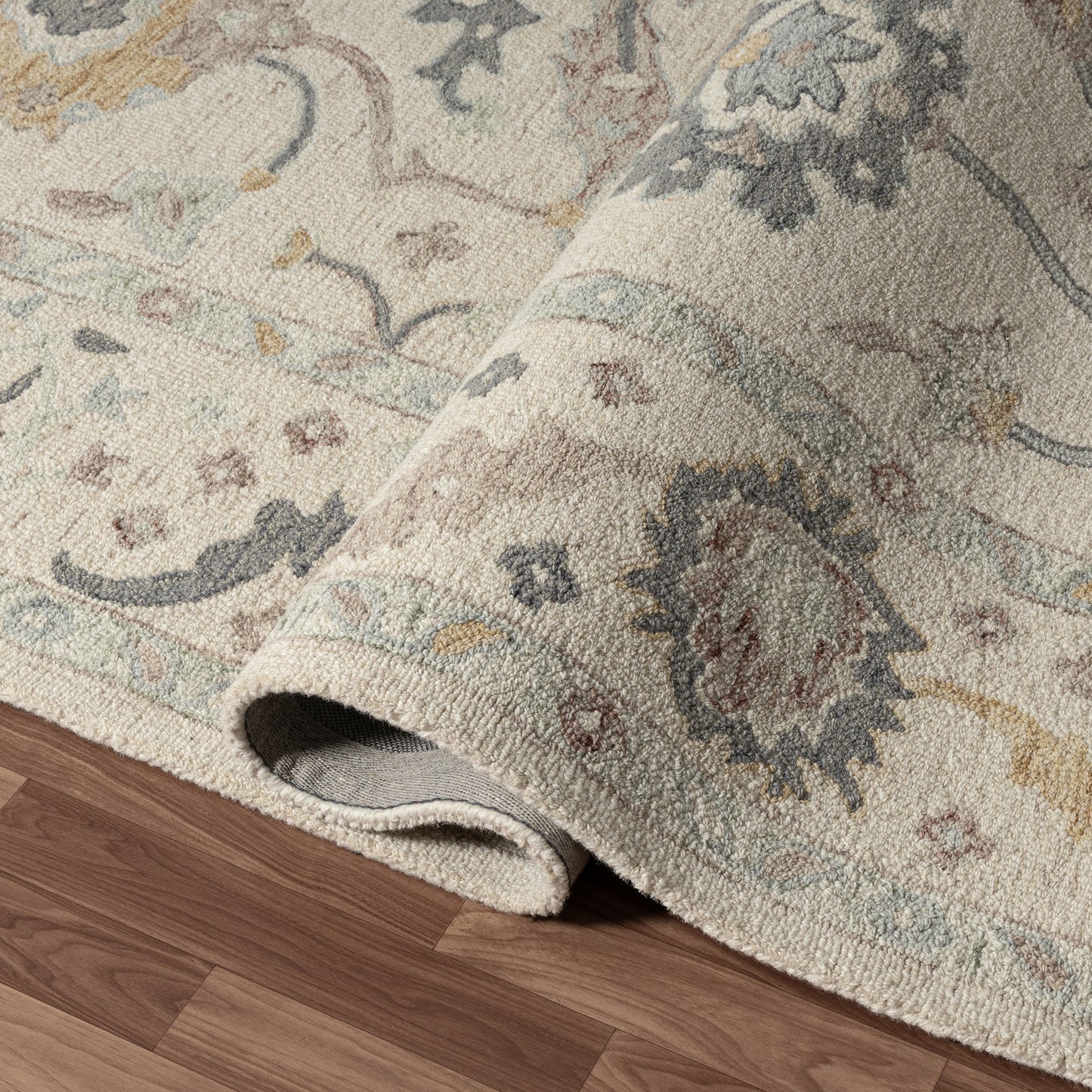 Pallor-82778 Farmhouse Hand-Tufted Cream/Gray Cotton Indoor Area Rug - LR Home