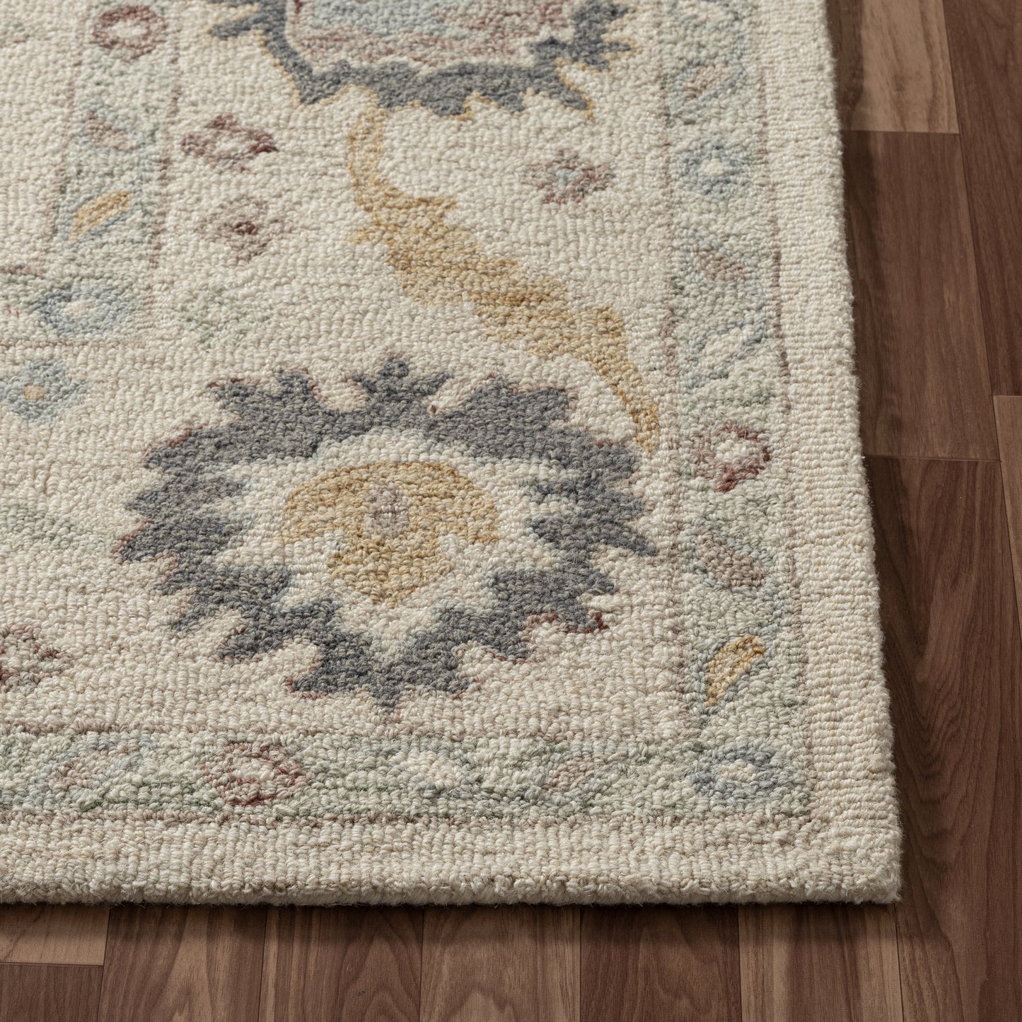 Pallor-82778 Farmhouse Hand-Tufted Cream/Gray Cotton Indoor Area Rug - LR Home