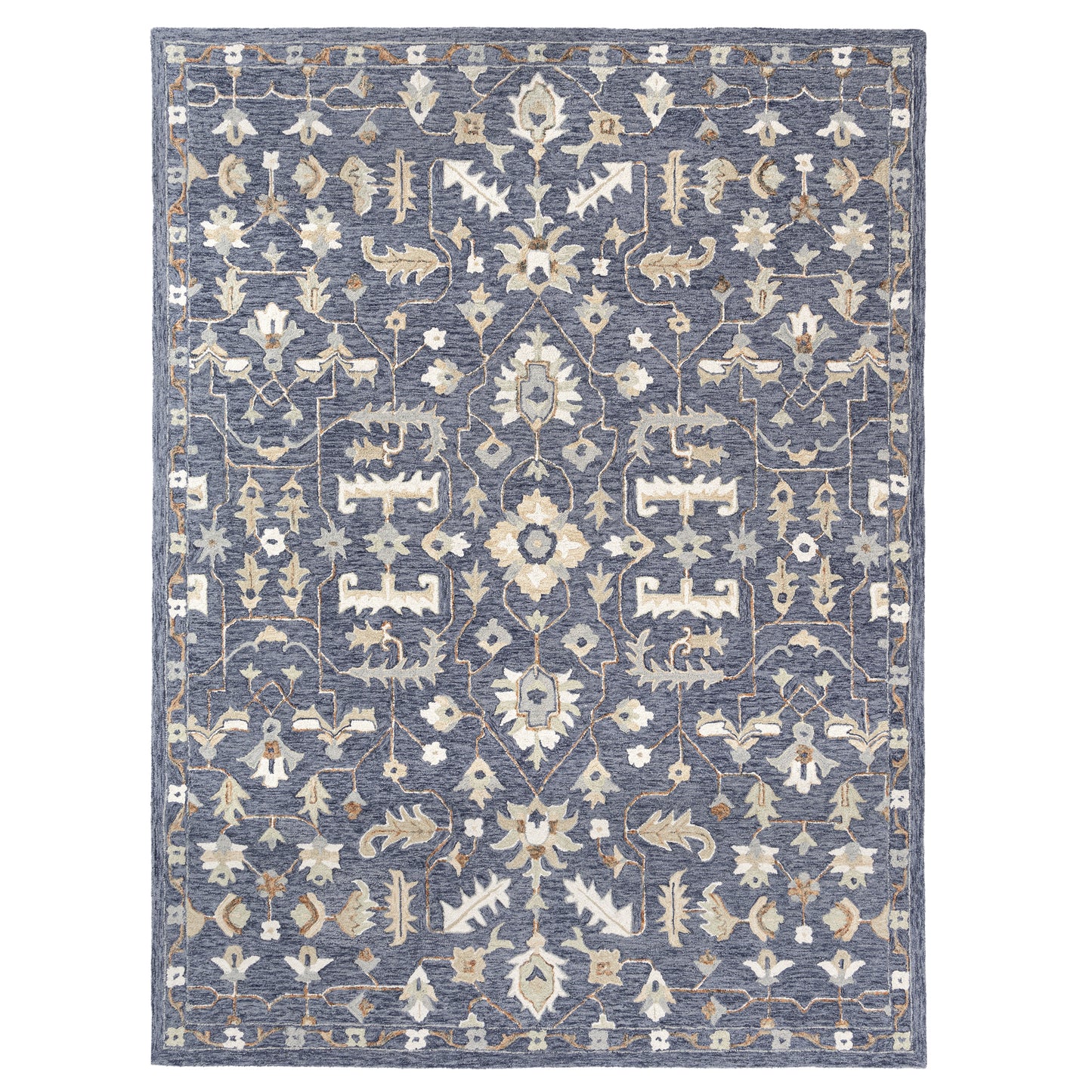 Pallor-82791 Farmhouse Hand-Tufted Blue/Beige Cotton Indoor Area Rug - LR Home