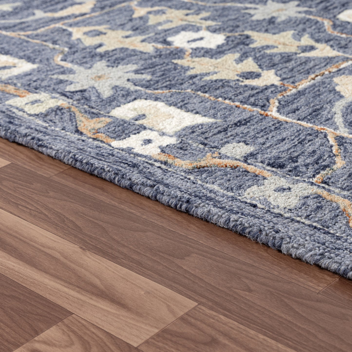 Pallor-82791 Farmhouse Hand-Tufted Blue/Beige Cotton Indoor Area Rug - LR Home