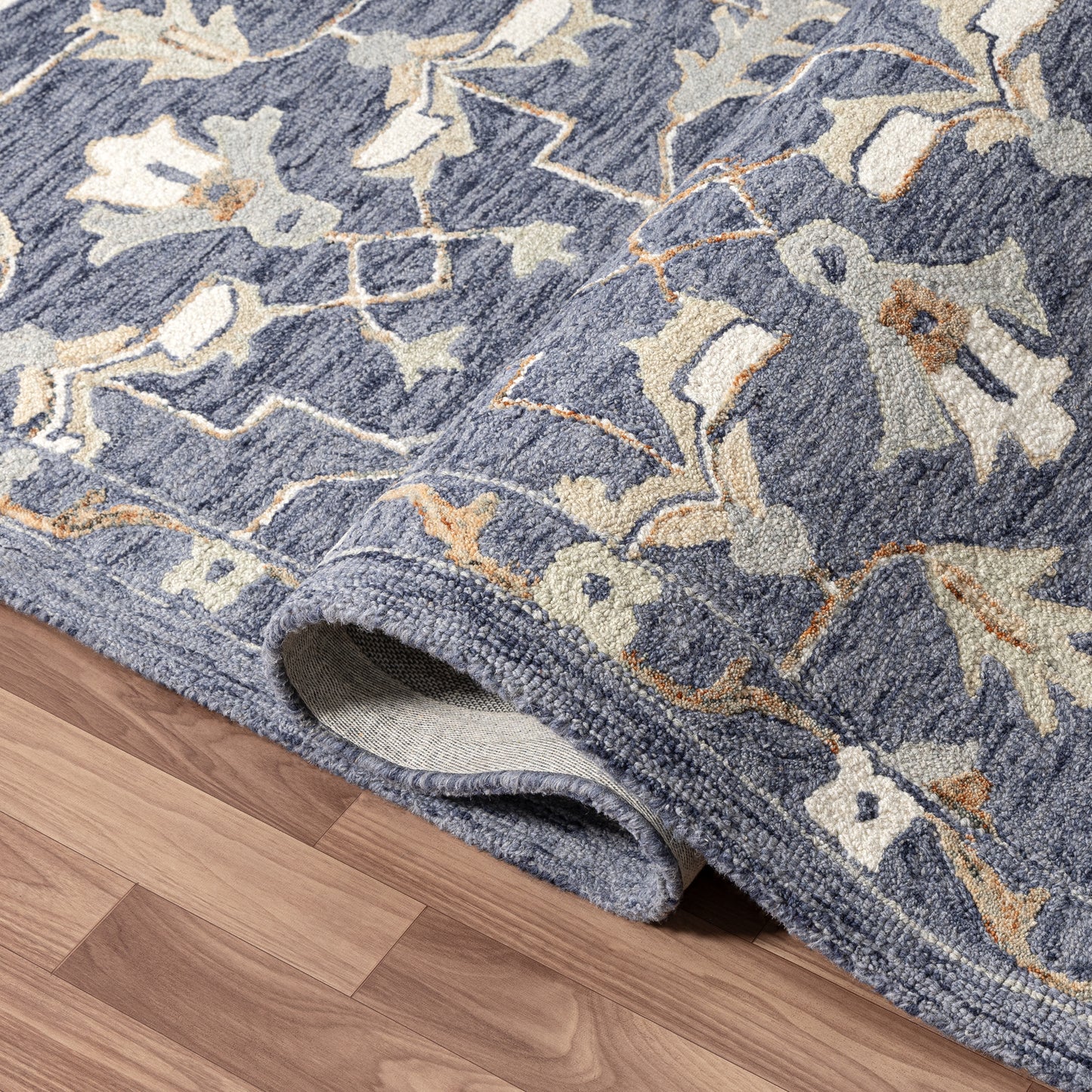 Pallor-82791 Farmhouse Hand-Tufted Blue/Beige Cotton Indoor Area Rug - LR Home