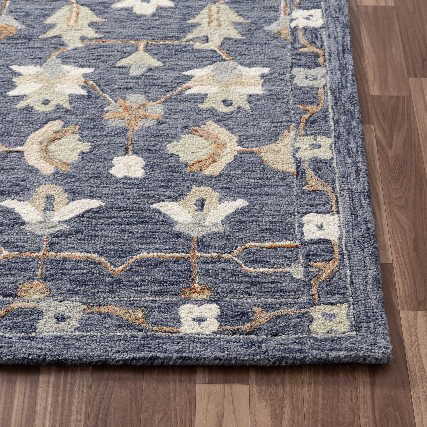 Pallor-82791 Farmhouse Hand-Tufted Blue/Beige Cotton Indoor Area Rug - LR Home