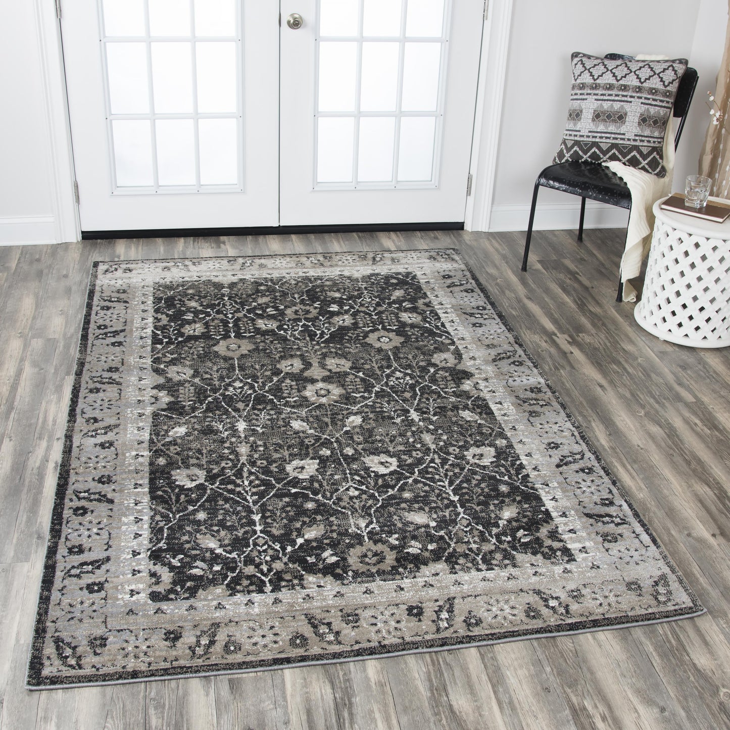 Panache PN6966 Black/Taupe Machine-Made Rug - Rizzy