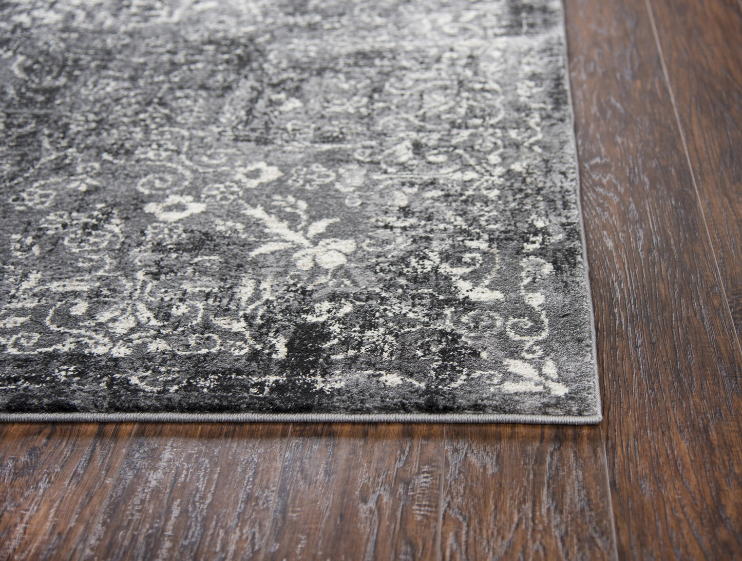 Panache PN6971 Gray/Black Machine-Made Rug - Rizzy
