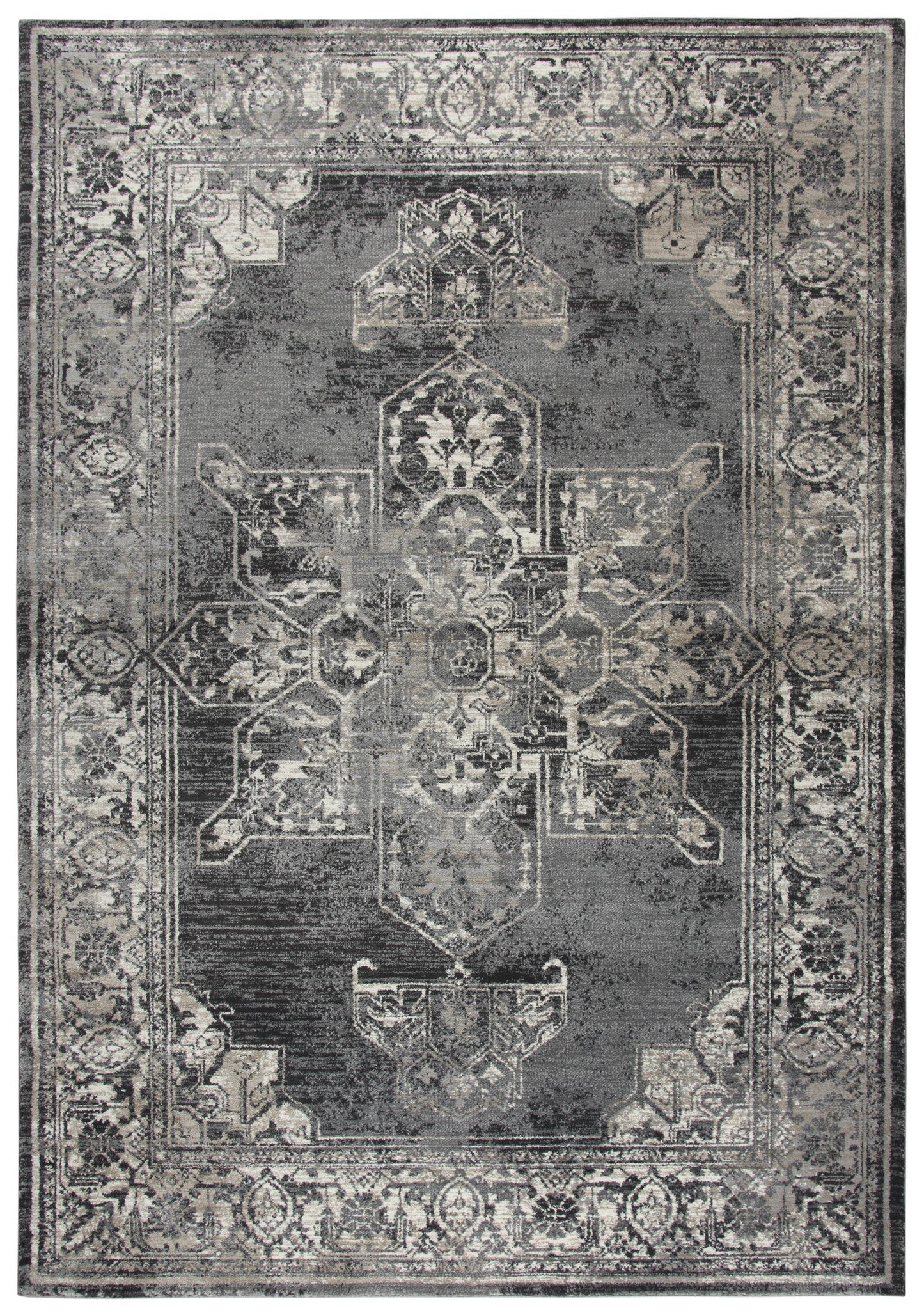 Panache PN6972 Gray/Black Machine-Made Rug - Rizzy