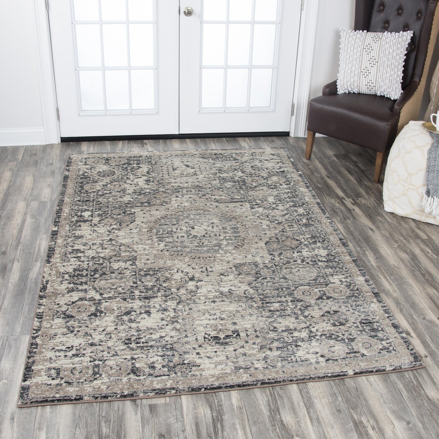 Panache PN6977 Gray/Natural Power Loomed Rug - Rizzy