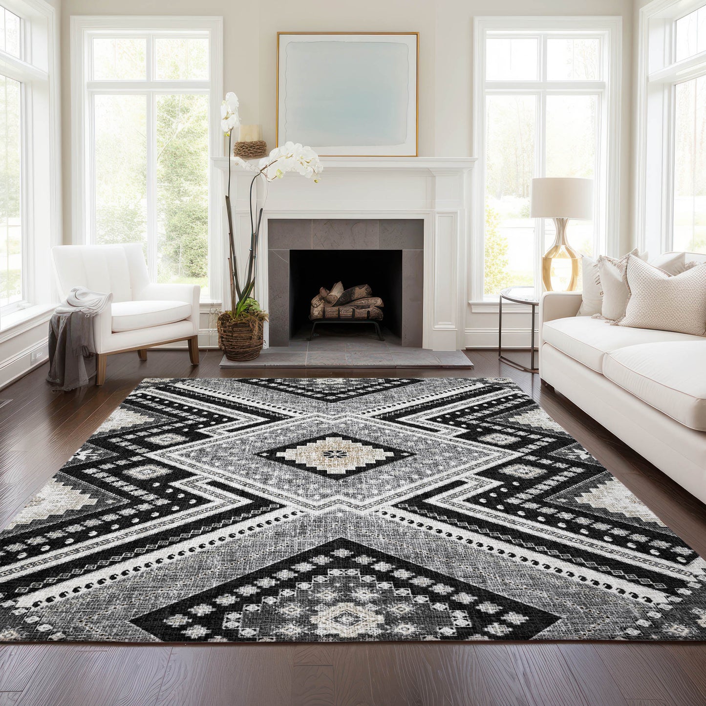 Machine Made Portico PO5 Black - Dalyn Rugs