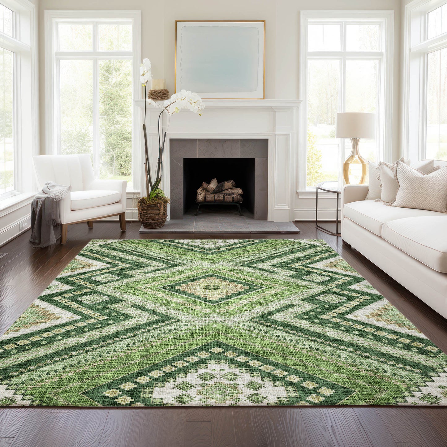 Machine Made Portico PO5 Green - Dalyn Rugs