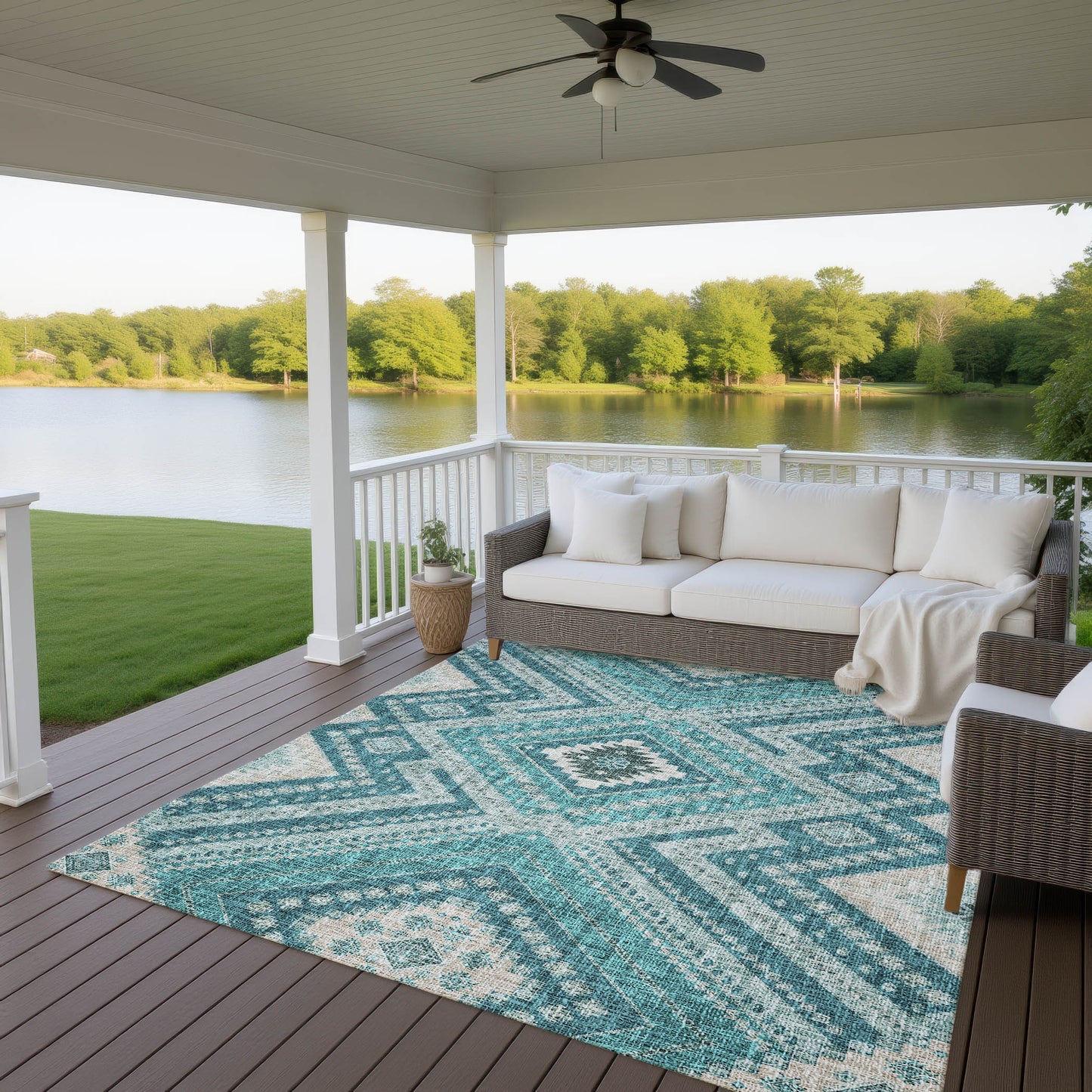 Machine Made Portico PO5 Teal - Dalyn Rugs
