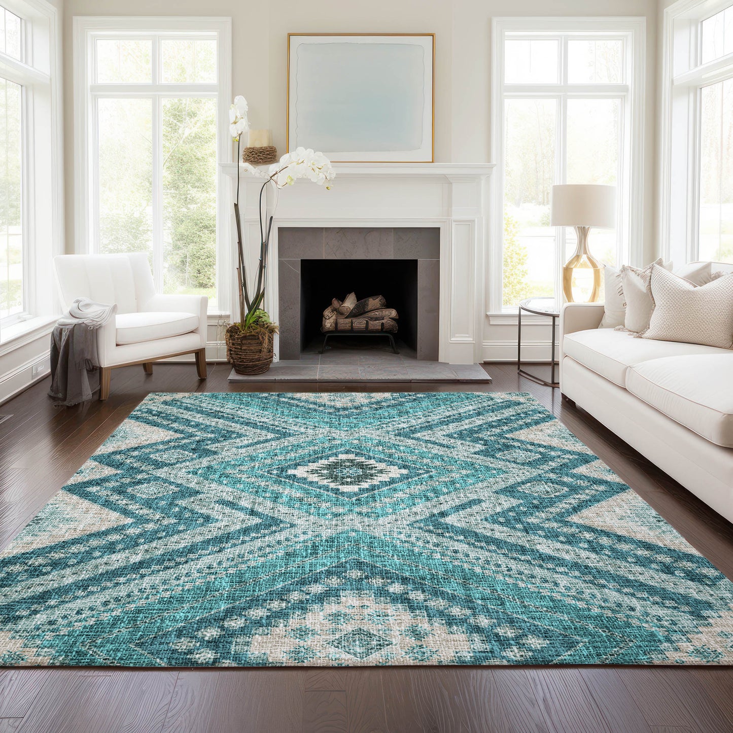 Machine Made Portico PO5 Teal - Dalyn Rugs
