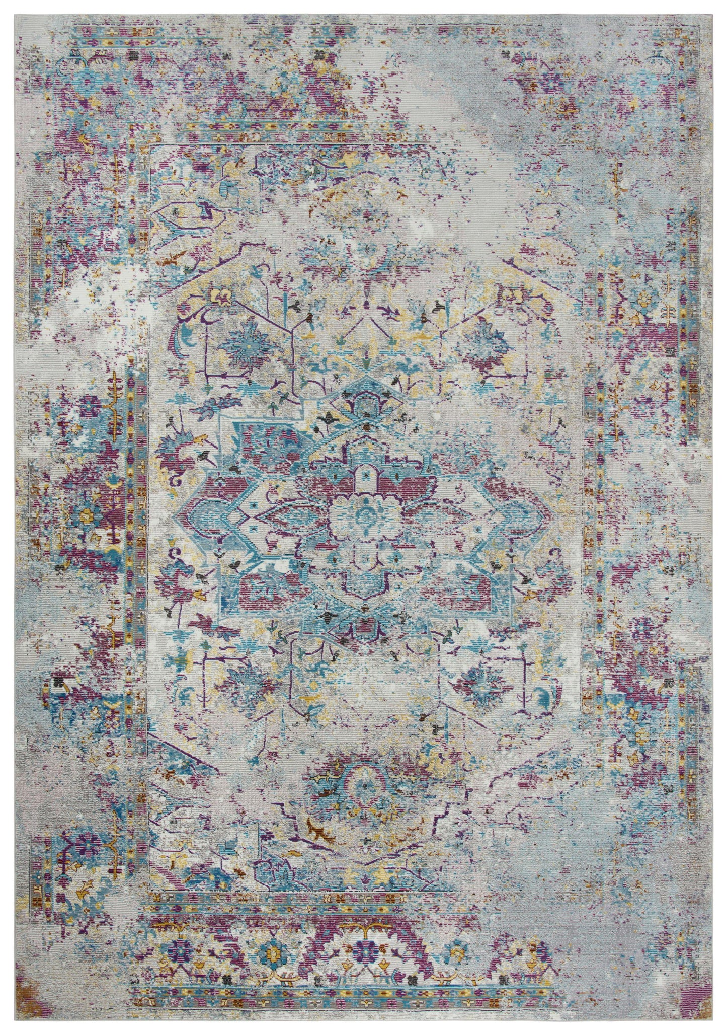Princeton PRI101 Blue/Cream Machine-Made Rug - Rizzy