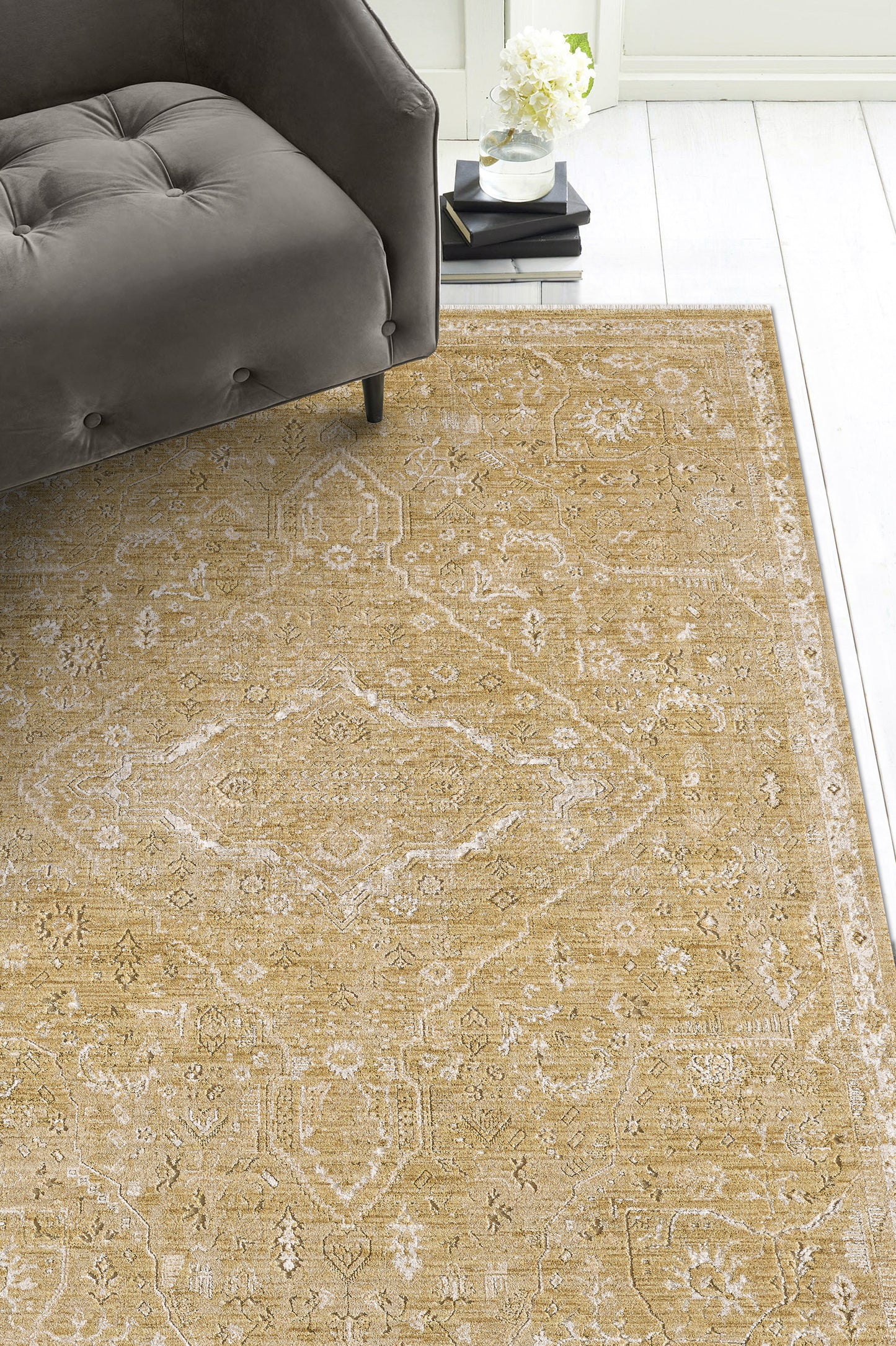 Portia 4902 Gold Winslow Machine WovenPerformance Area Rug - KAS