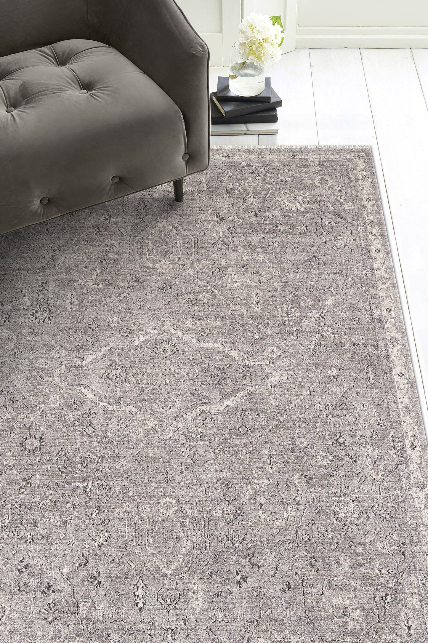 Portia 4904 Silver Winslow Machine WovenPerformance Area Rug - KAS