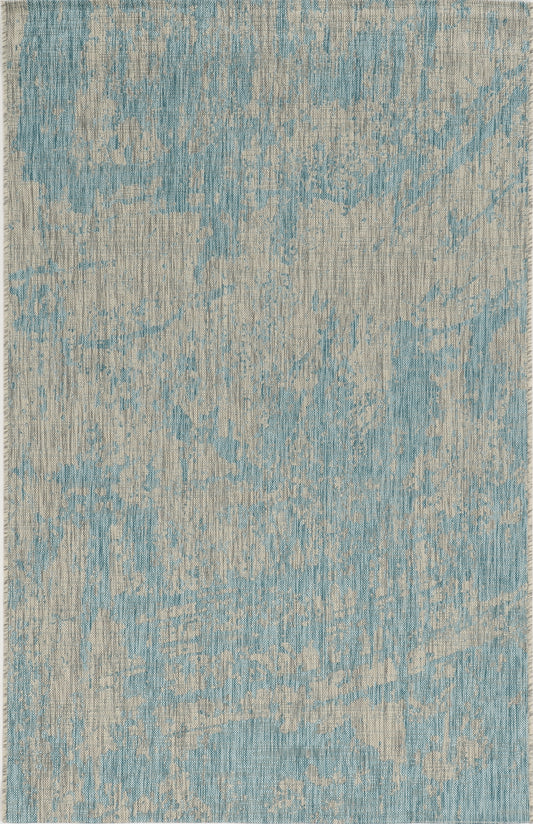 Provo 5759 Teal Strokes Machine Woven Performance Area Rug - KAS