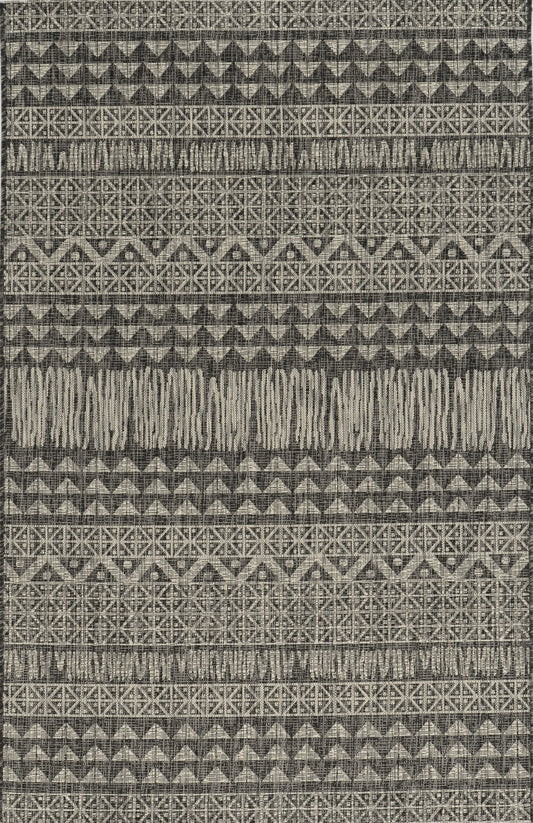 Provo 5761 Charcoal Tribe Machine Woven Performance Area Rug - KAS