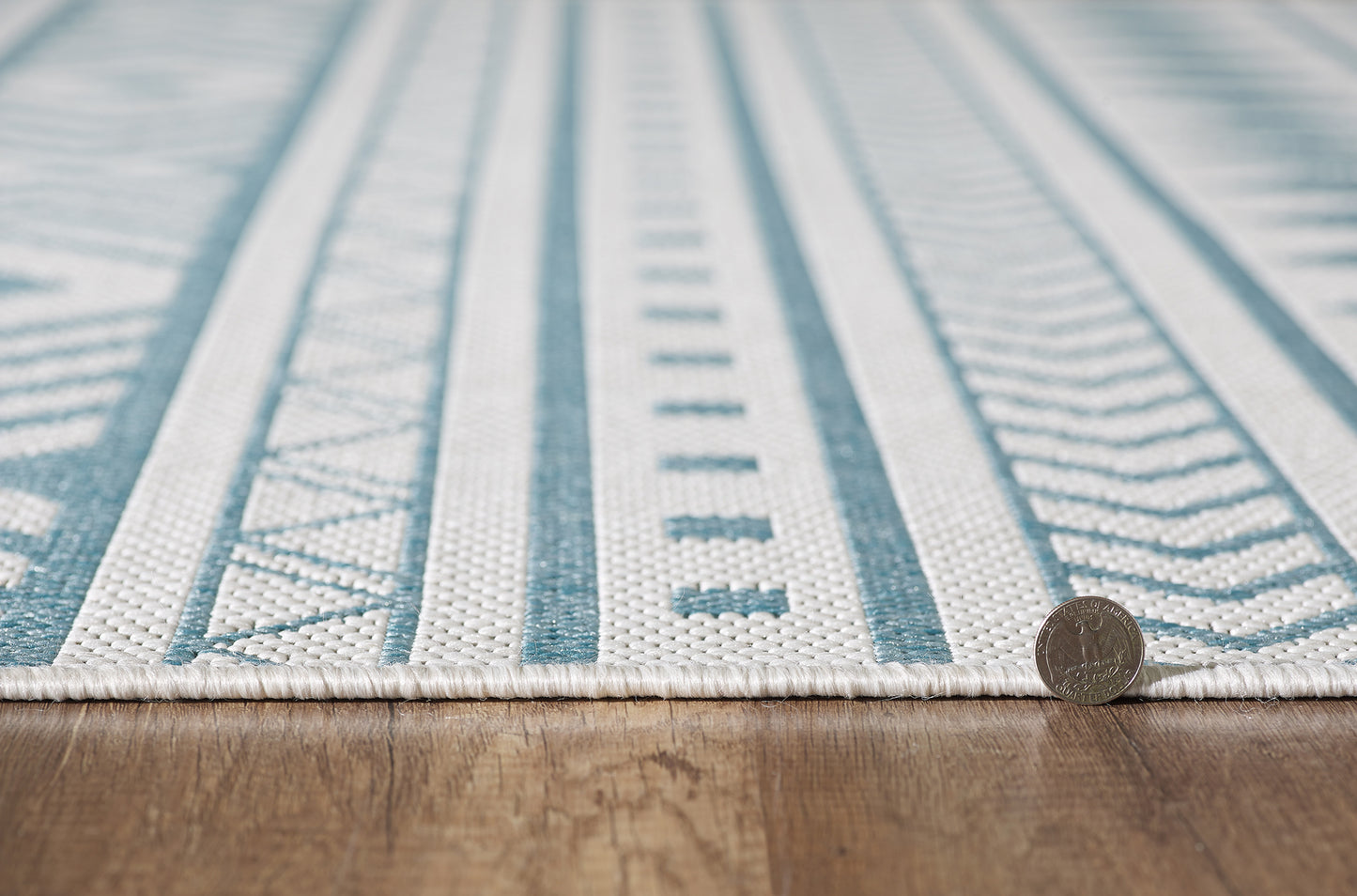 Provo 5777 Ivory/Aqua Natura Machine Woven Performance Area Rug - KAS