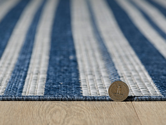 Provo 5790 Blue Stripes Machine Woven Performance Area Rug - KAS