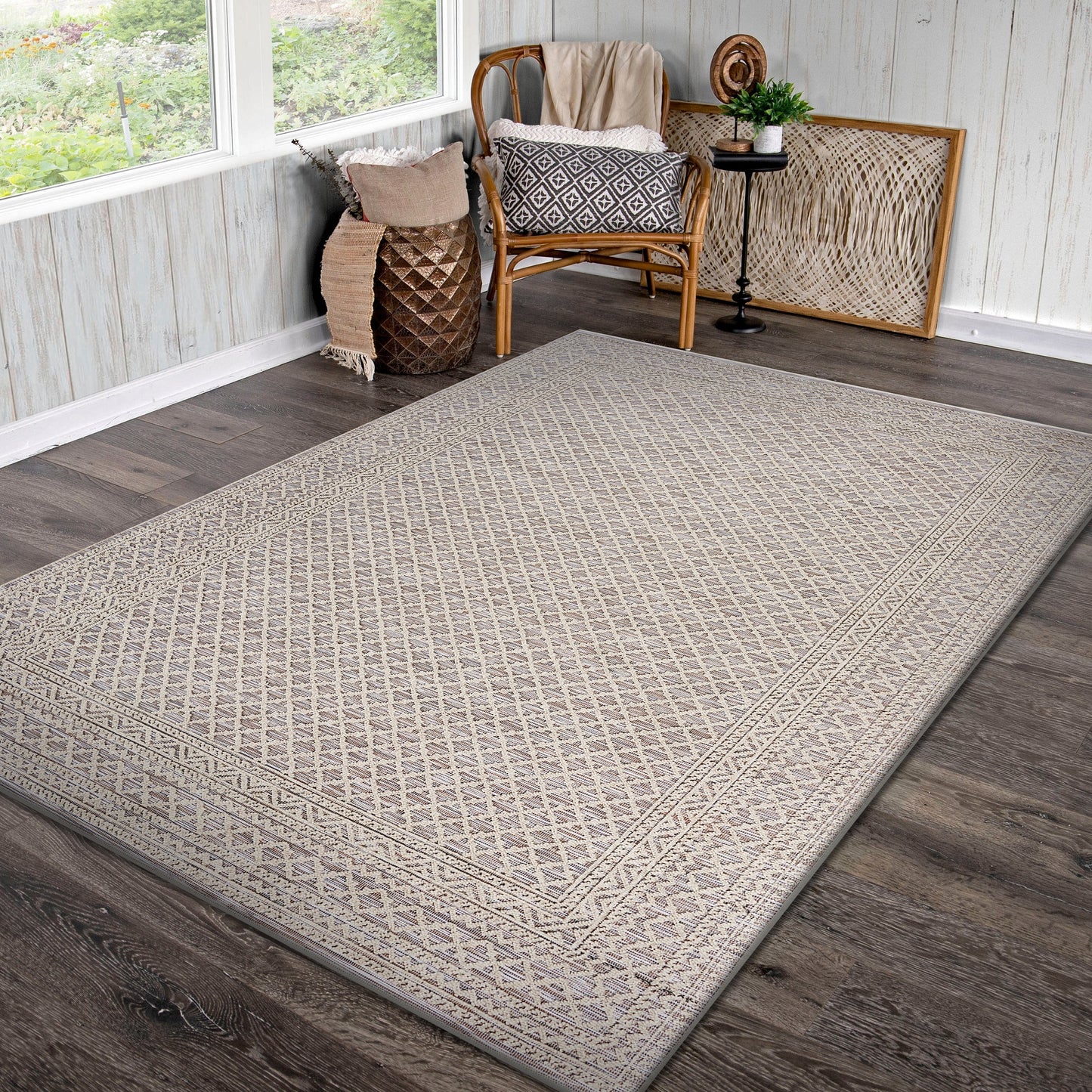RETRE-81599 Modern/Contemporary Machine Made Natural Polypropylene Indoor/Outdoor Area Rugs - LR Home