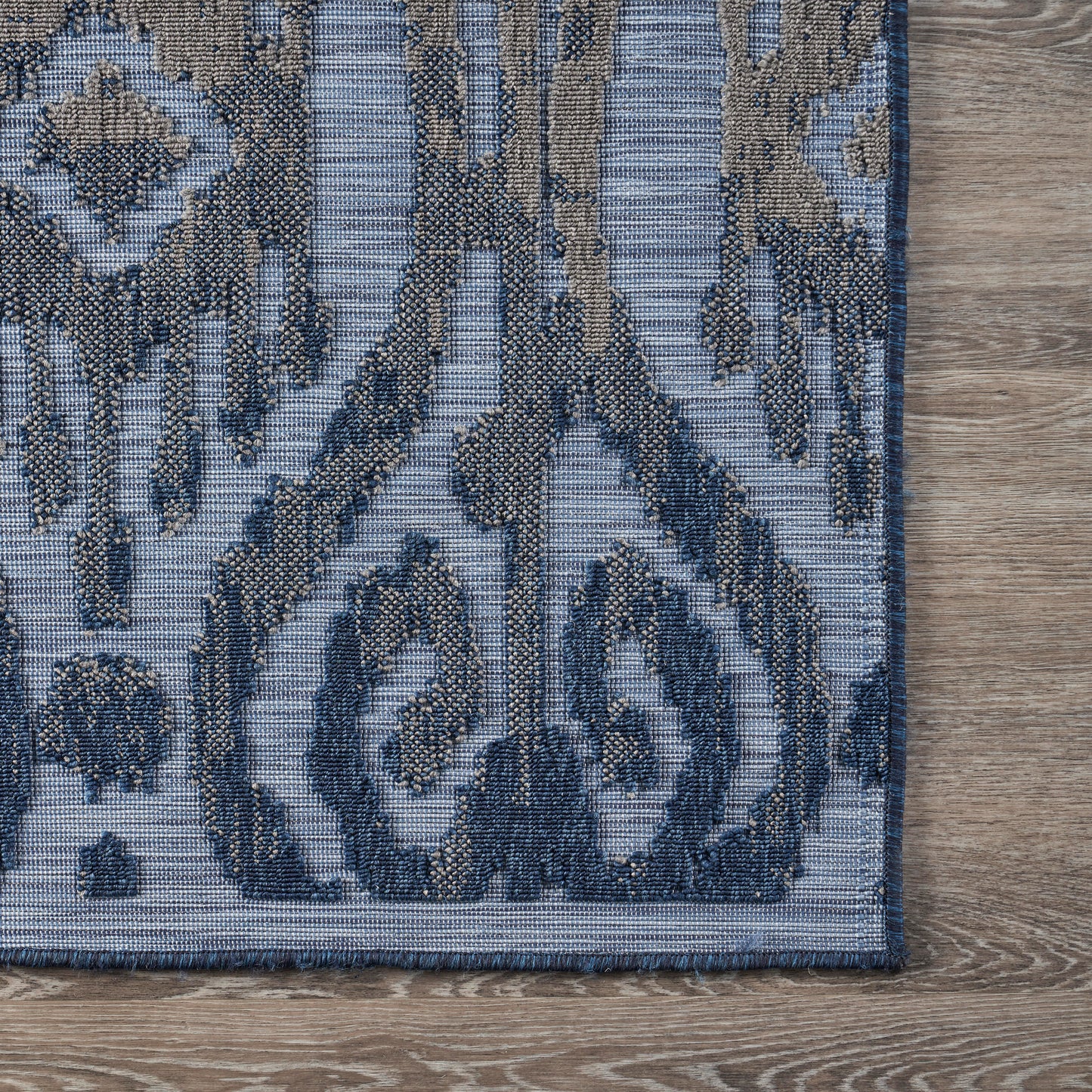 Retreat-81603 Contemporary Power-Loomed Blue Polypropylene Indoor/Outdoor Area Rug - LR Home