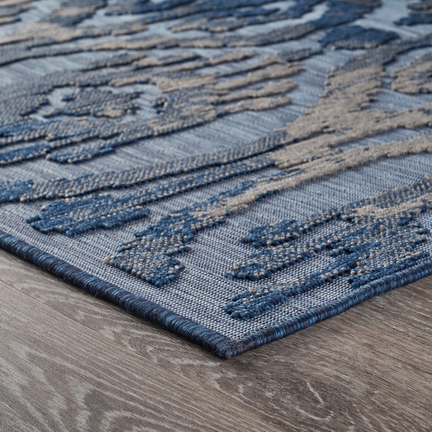 RETRE-81603 Transitional/Casual Machine Made Blue Polypropylene Indoor/Outdoor Area Rugs - LR Home