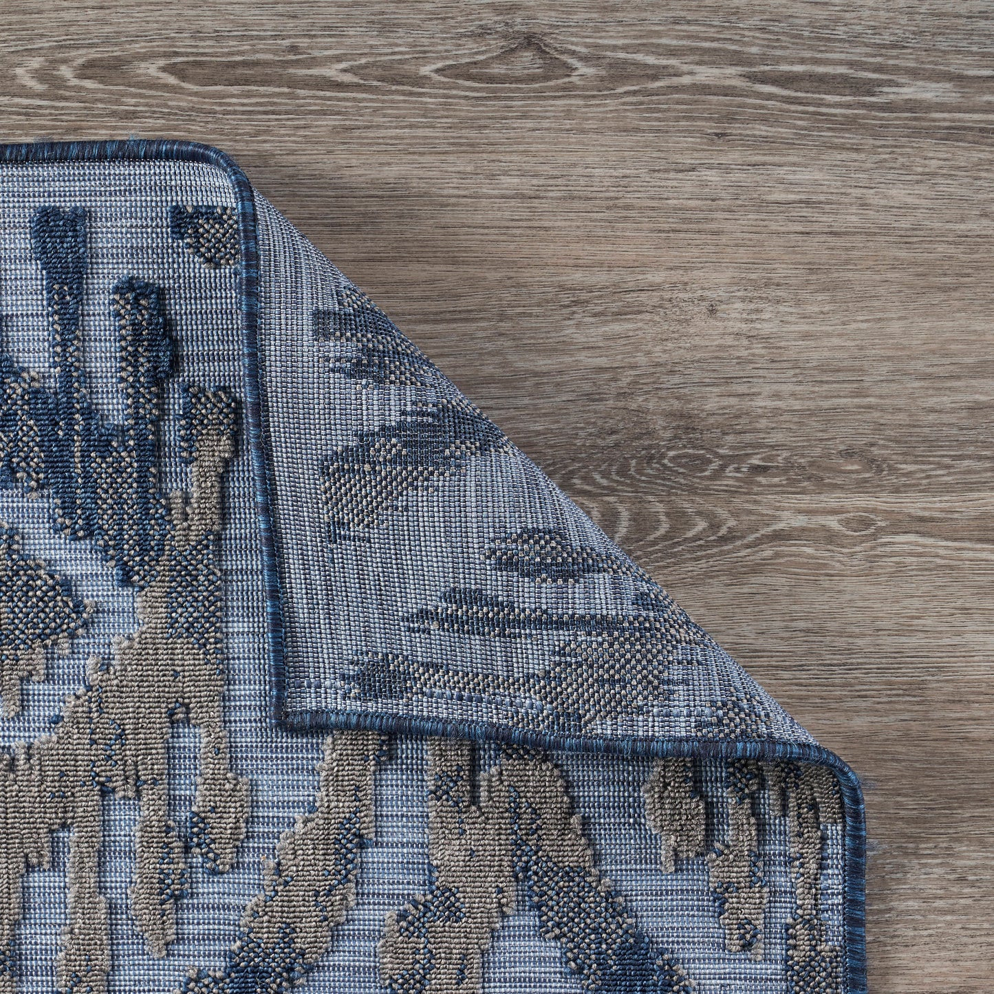RETRE-81603 Transitional/Casual Machine Made Blue Polypropylene Indoor/Outdoor Area Rugs - LR Home