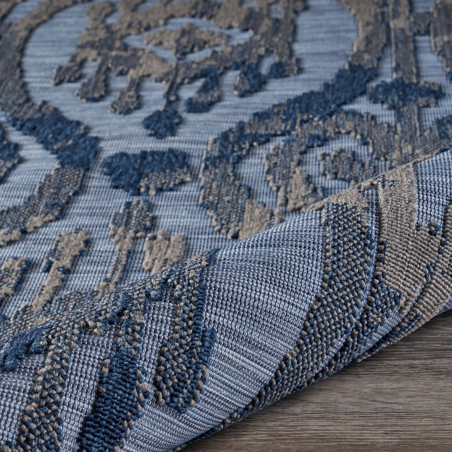 RETRE-81603 Transitional/Casual Machine Made Blue Polypropylene Indoor/Outdoor Area Rugs - LR Home