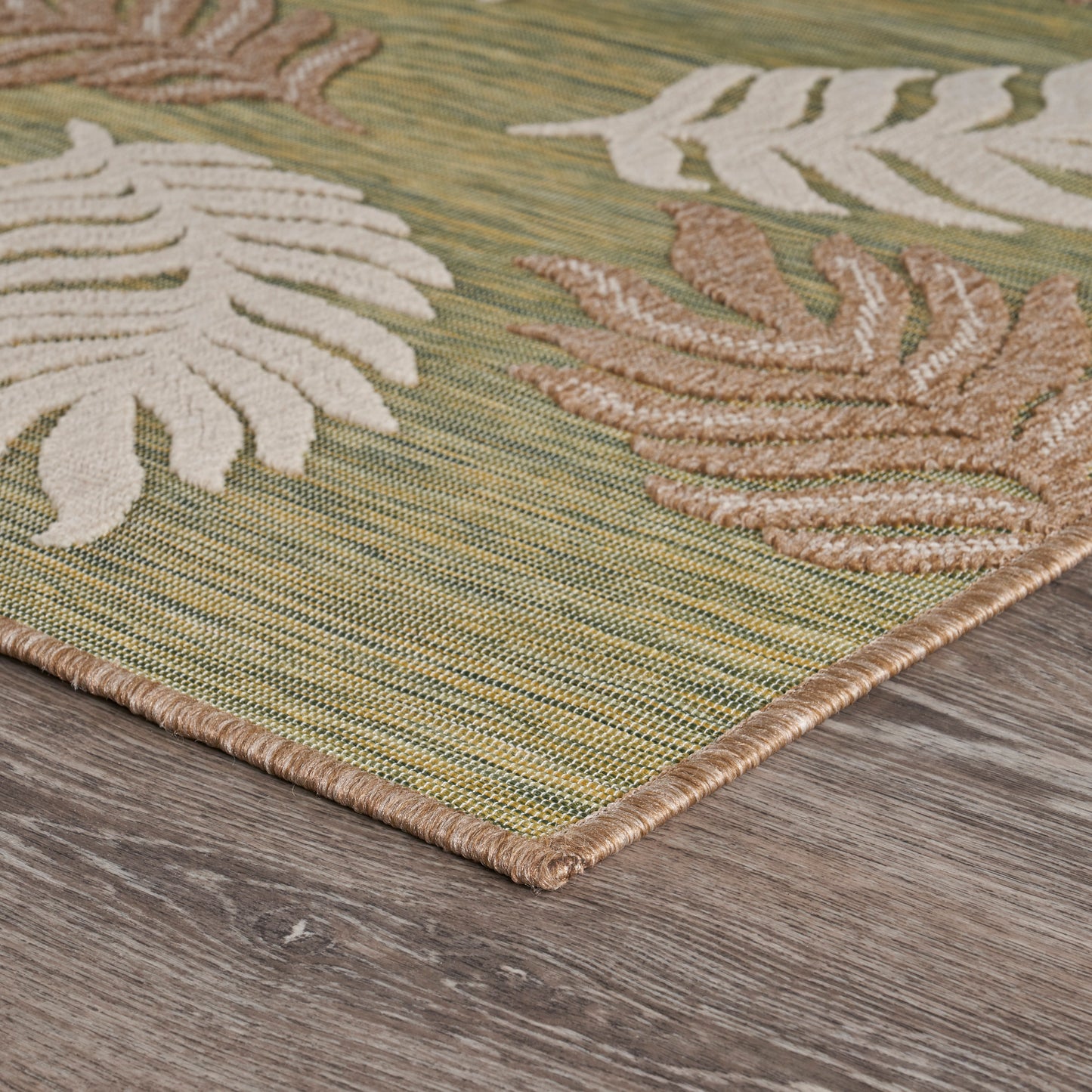 RETRE-81606 Bohemian/Eclectic Machine Made Tan/Green Polypropylene Indoor/Outdoor Area Rugs - LR Home