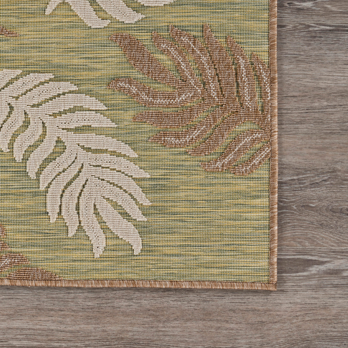 Tropical Leaf Botanical Indoor/Outdoor Rug - back view