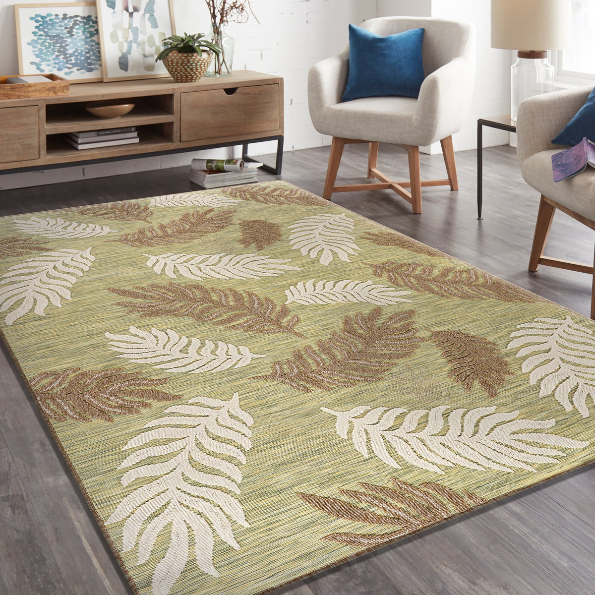 Tropical Leaf Botanical Indoor/Outdoor Rug - color swatch