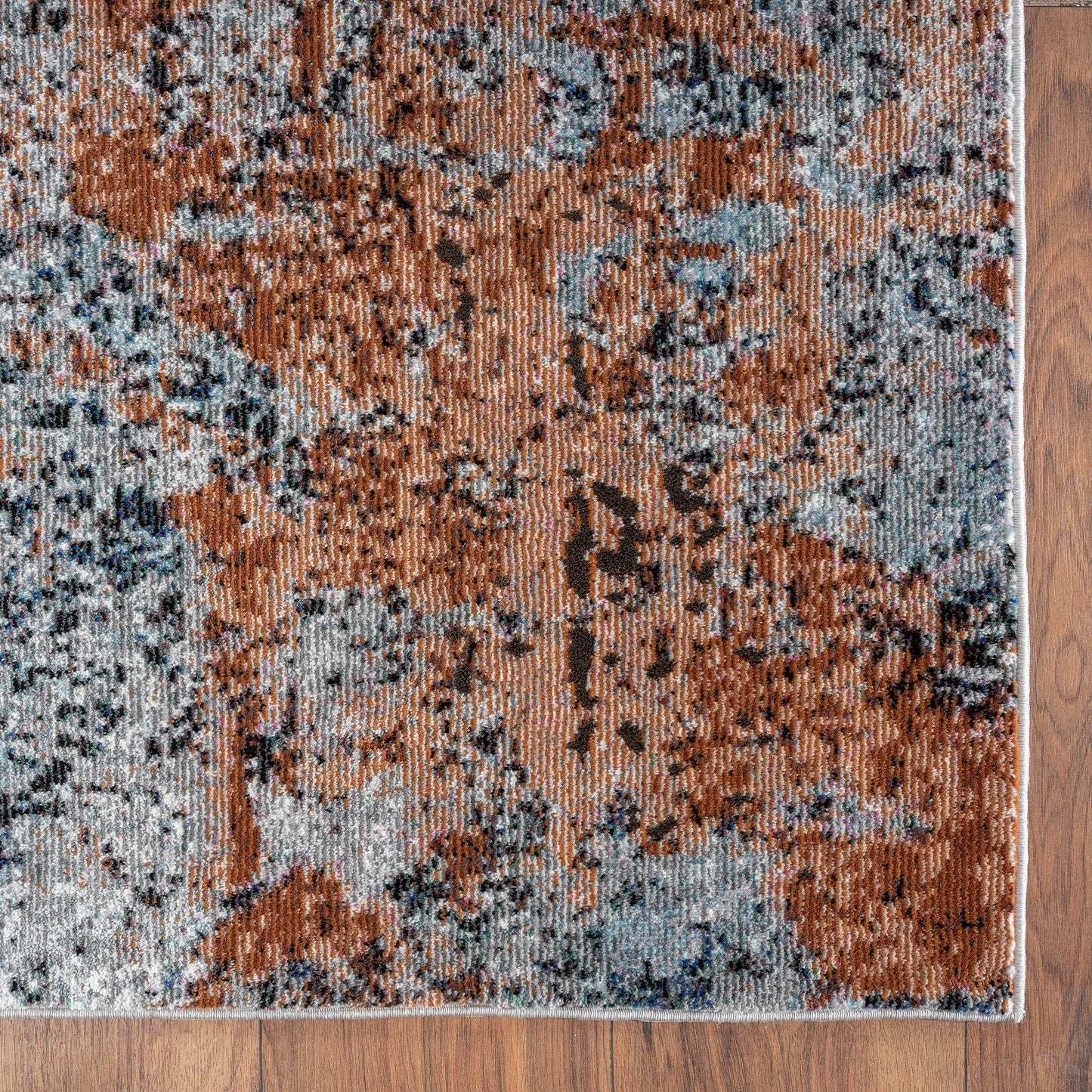 REVOL-81801 Modern/Contemporary Machine Made Light Gray/Light Blue/Rust/Black Poly Blend Indoor Area Rugs - LR Home