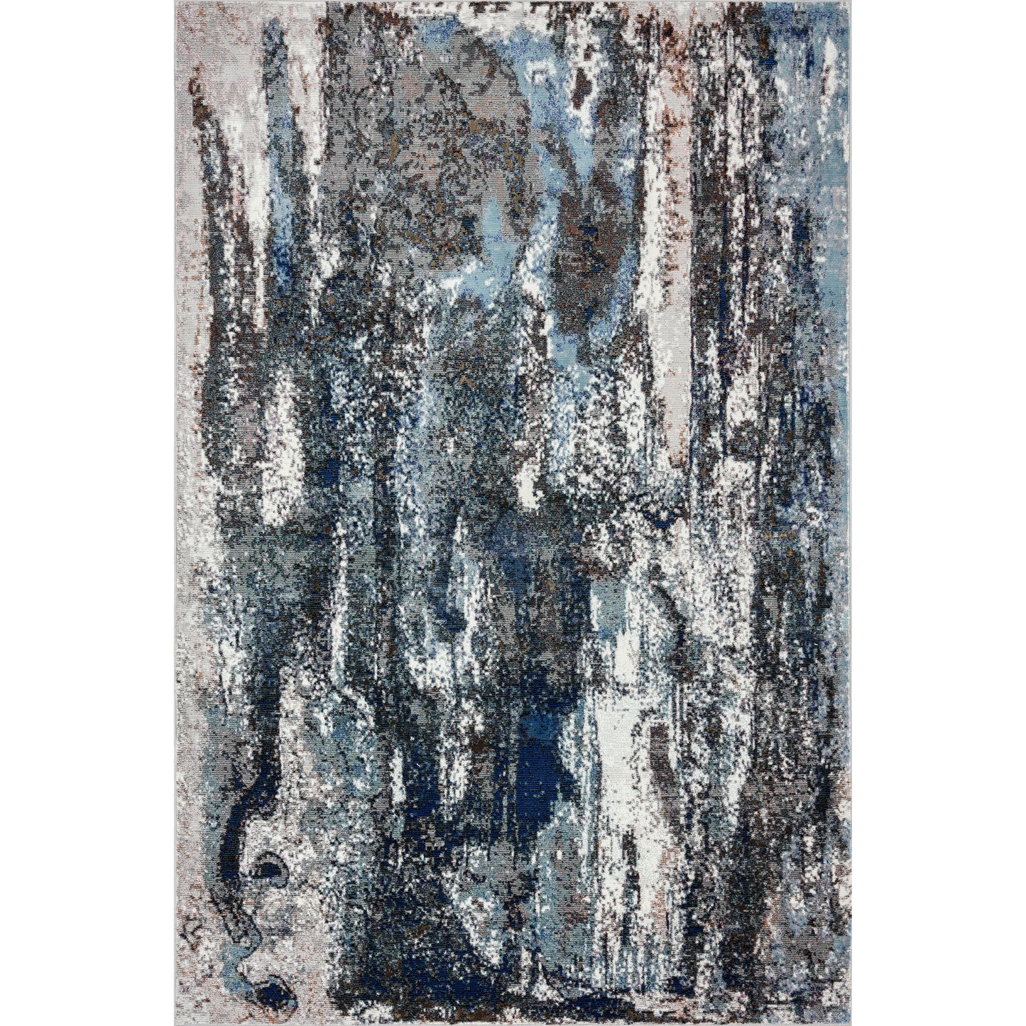 Revolution-81802 Modern Power-Loomed Navy/Blue/Gray/White Cotton Indoor Area Rug - LR Home