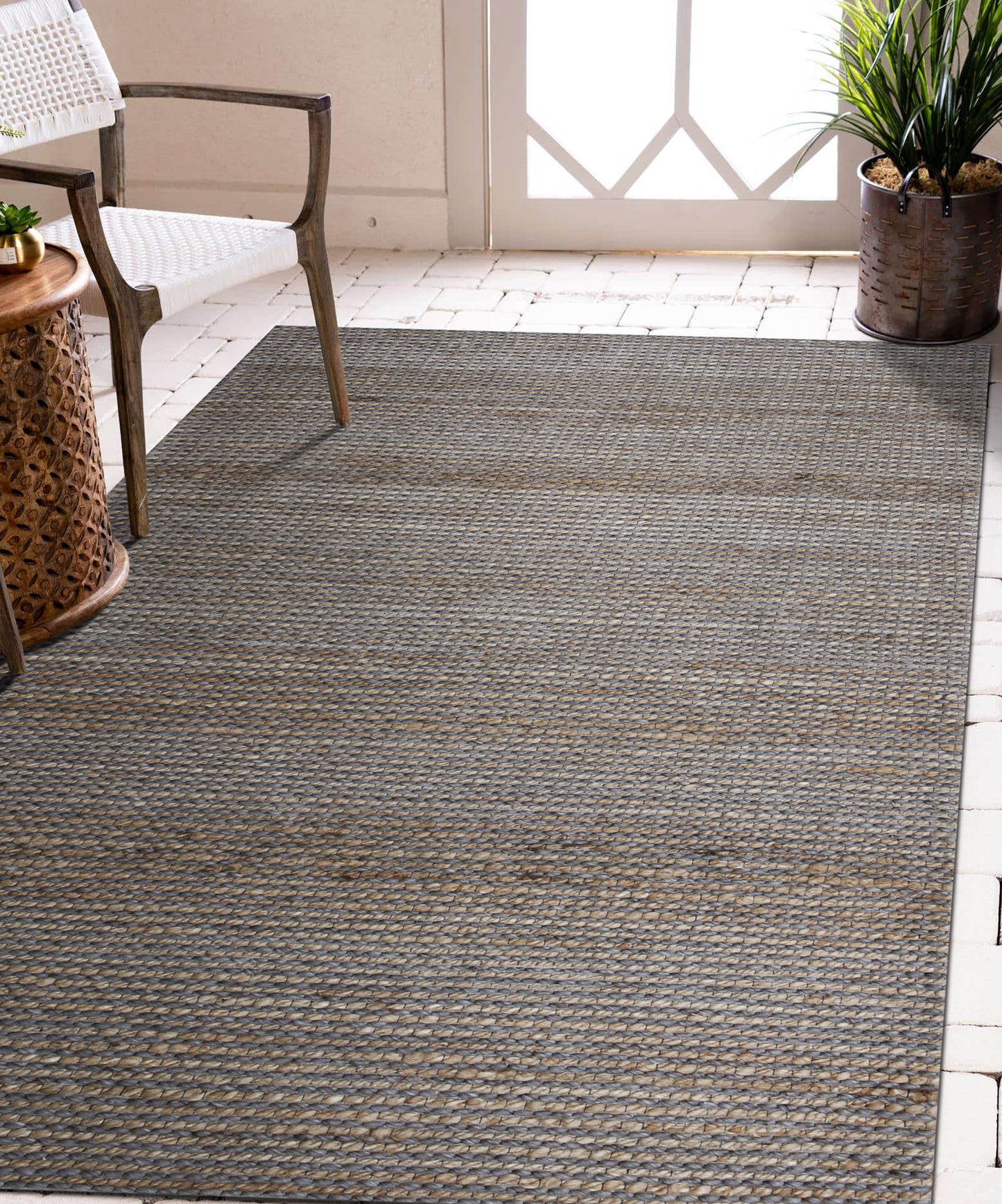 Rondane-03421 Farmhouse Hand-Woven Dark Gray/Natural Cotton Indoor Area Rug - LR Home