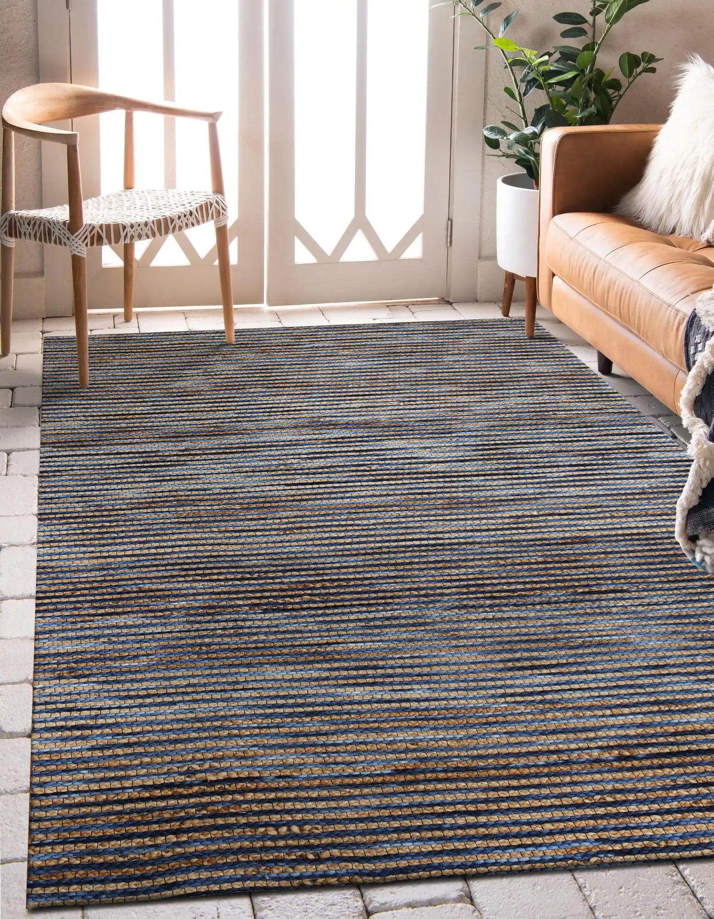 Rondane-03423 Farmhouse Hand-Woven Navy Cotton Indoor Area Rug - LR Home