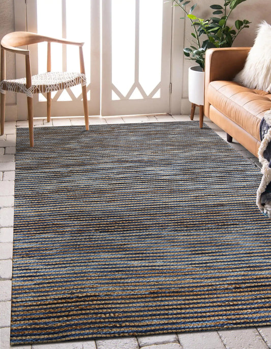 Rondane-03423 Farmhouse Hand-Woven Navy Cotton Indoor Area Rug - LR Home
