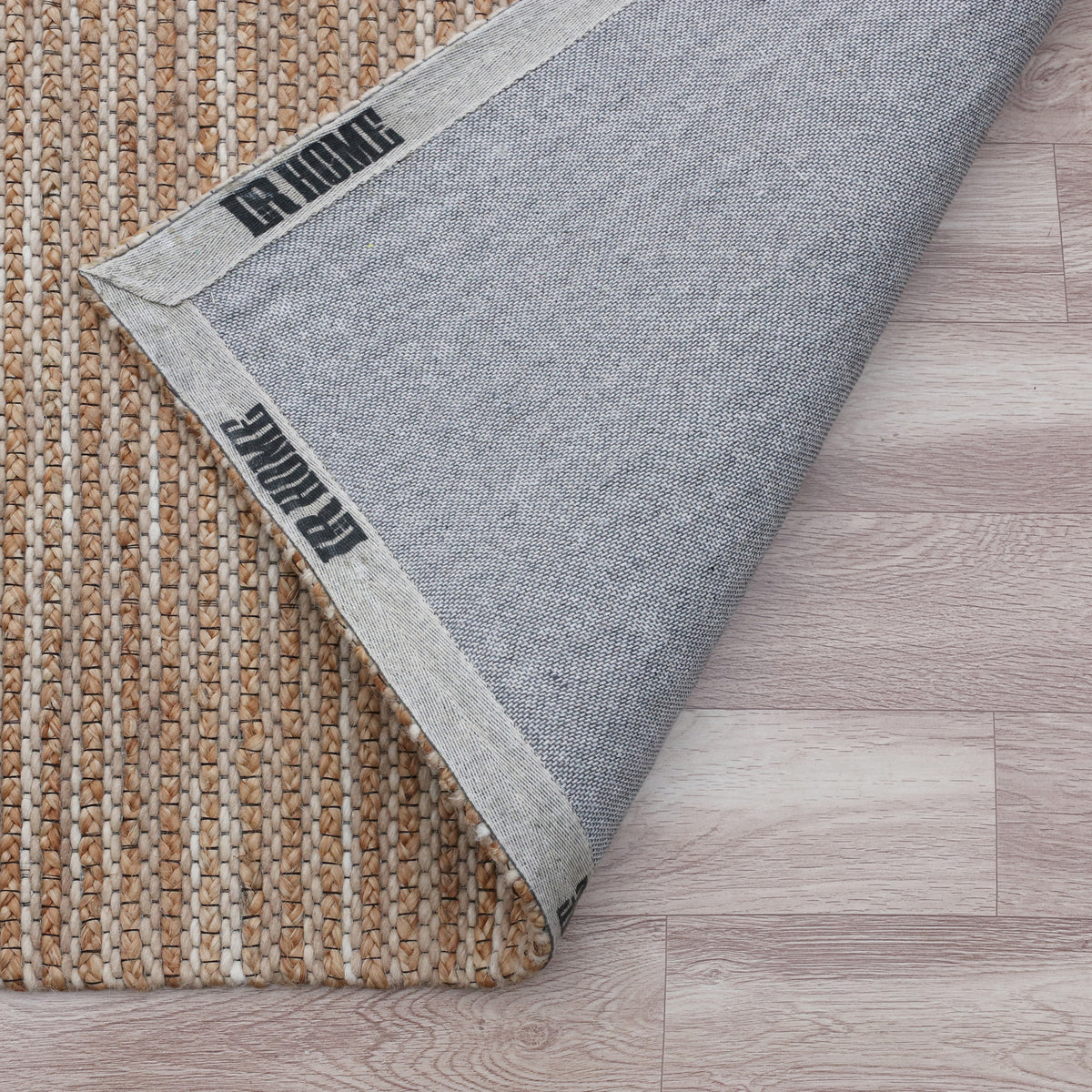 Rondane Amaya Beige Farmhouse Jute and Wool Blend Indoor Area Rug - back view