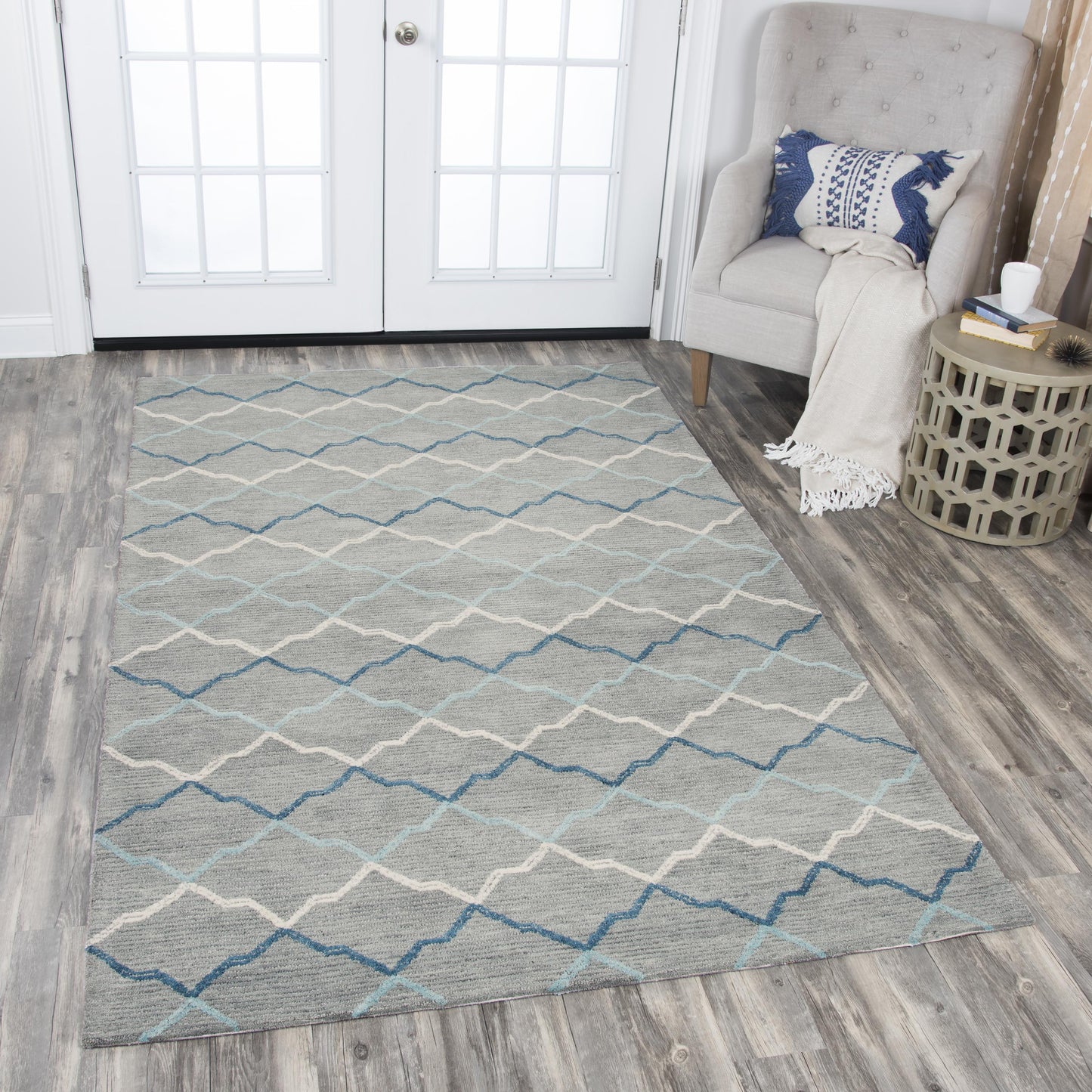 Resonant RS902A Gray/Blue Hand-Tufted Rug - Rizzy