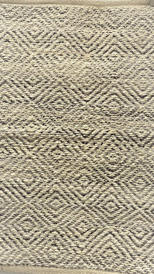 Hand-Woven Geometric Gray and Jute Rug - Silo view