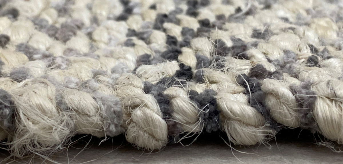 Hand-Woven Geometric Gray and Jute Rug - corner view