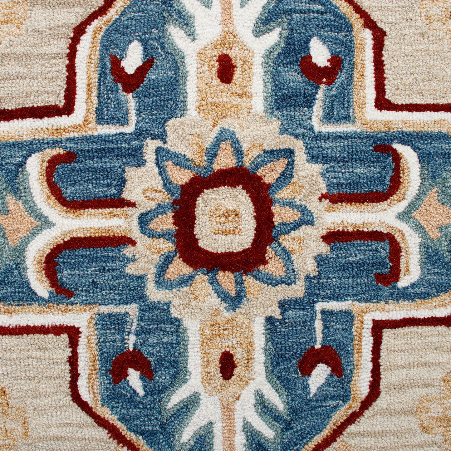 Rugs Ariel-22131 Farmhouse Hand-Tufted Beige/Blue Cotton Indoor Area Rug - LR Home